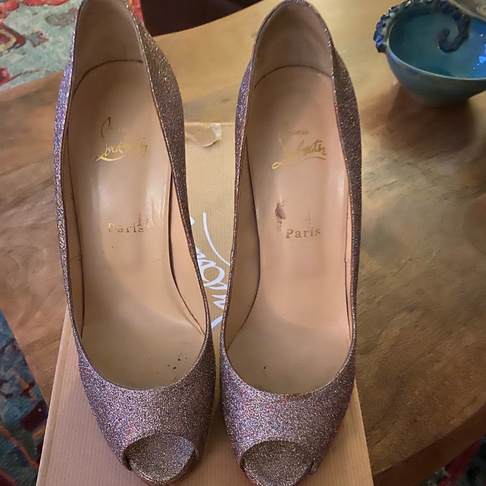 Christian Louboutin lady peep toe multi glitter